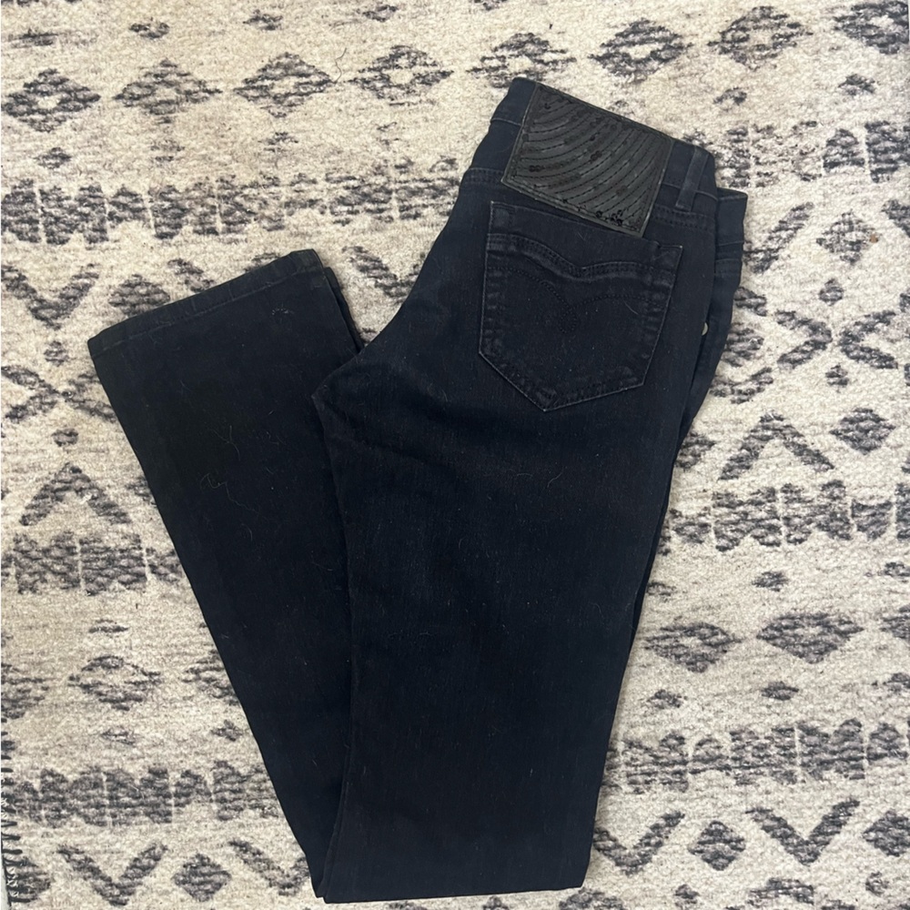 NWOT SXY JEANS Black Straight Leg Jeans with Sequin Detail Sz 25 - Picture 1 of 5